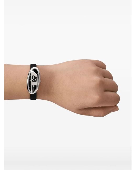DIESEL White D-Era Two-Hand Leather Watch