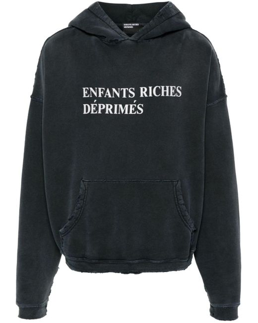 Enfants Riches Deprimes Black Logo-print Faded Hoodie for men