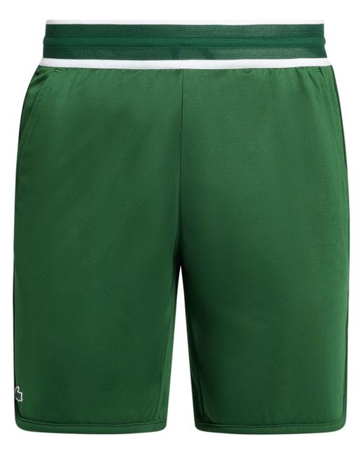 Lacoste Green Embroidered Track Shorts for men