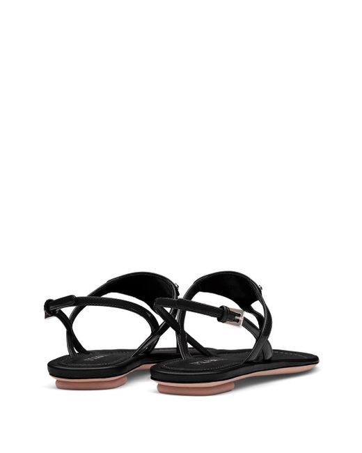 Prada Thongs Flat Sandals Black Patent Leather 39.5 Slide T Strap Flip Flops Prada Thongs Flat 
