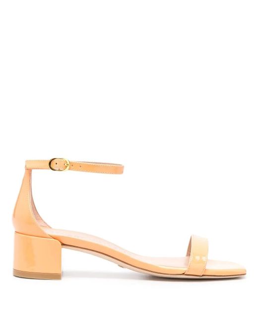 Stuart Weitzman Natural Sandales Nudist Curve En Cuir Verni