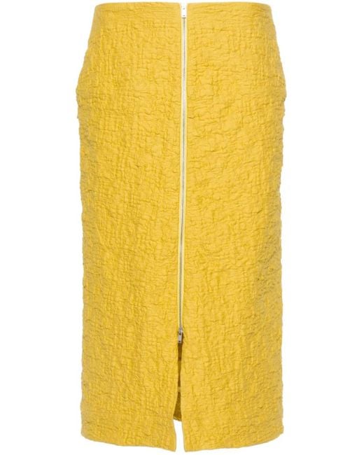 Falda midi de cloqué Jil Sander de color Yellow