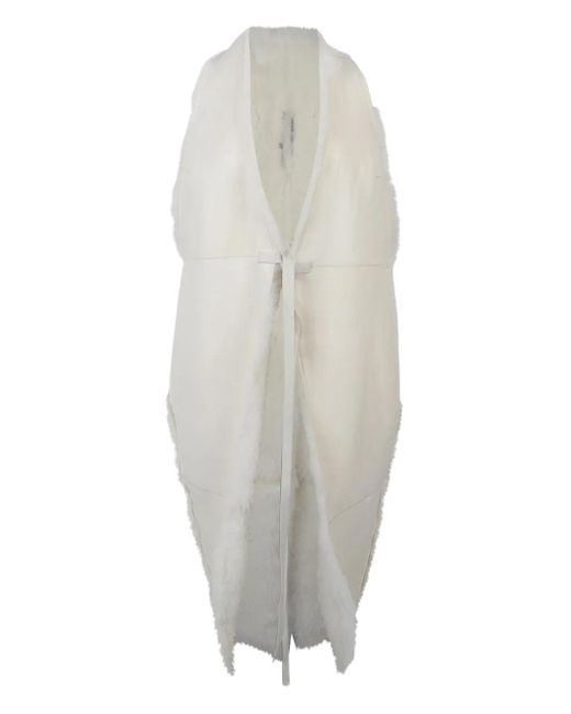 Rick Owens White Cyclops Fur Coat