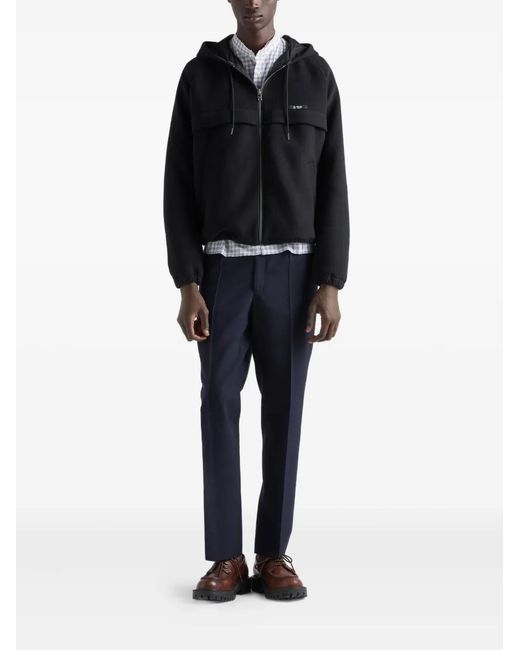 Prada Black Hooded Raglan-Sleeve Jacket for men