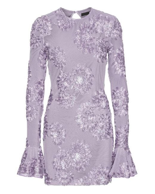ROTATE BIRGER CHRISTENSEN Purple Floral Mesh Dress