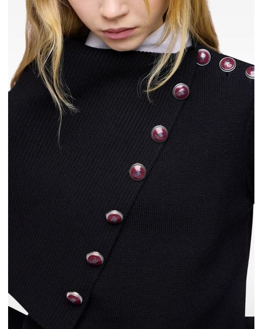 Rabanne Black Asymmetrical Sailor-Collar Sweater
