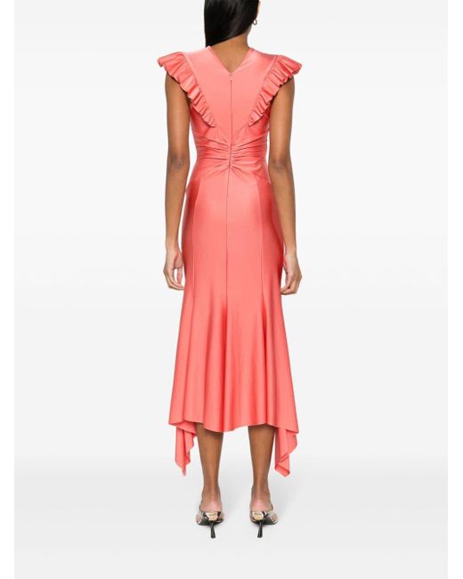 Philosophy Di Lorenzo Serafini Pink Ruffled Flared Maxi Dress
