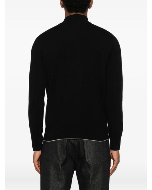 メンズ Eleventy ジップアップ ハイネック カーディガン Black
