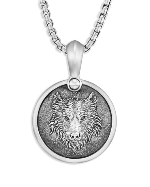 David Yurman Petrvs Wolf Sterlingsilber-Amulett Mit Diamanten (21Mm) in Metallic für Herren