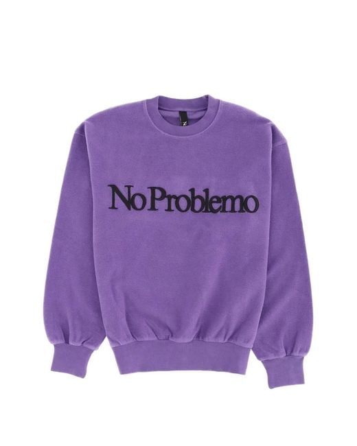 No Problemo Purple Logo-Print Reverse-Fleece Sweatshirt