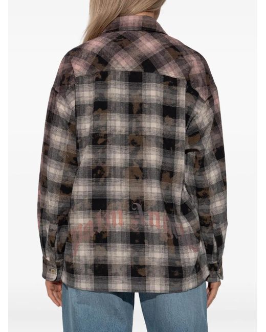 Palm Angels Brown Checked Pattern Shirt