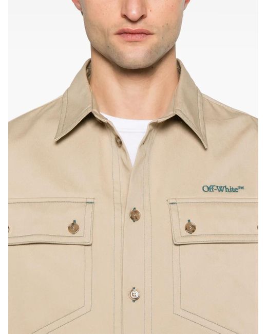 Camicia Stitch Cotgab di Off-White c/o Virgil Abloh in Natural da Uomo