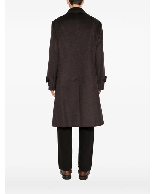 Caruso Brown Corsaro Double-Breasted Buttoned Coat for men