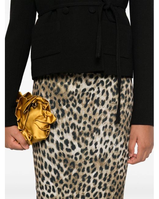 Black leopard print pencil skirt 2025