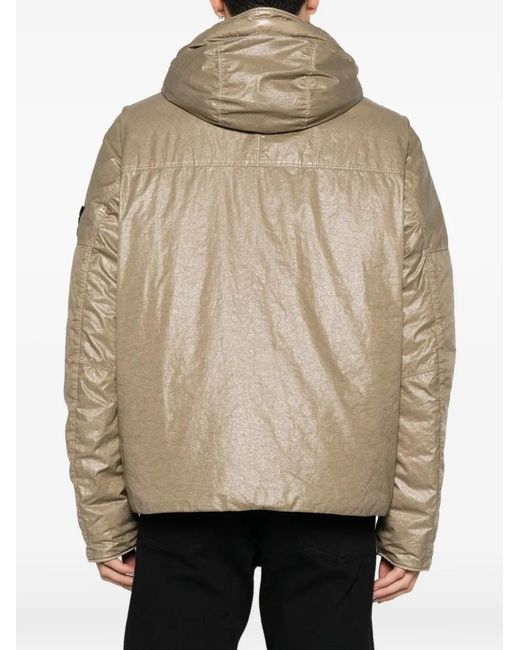 Stone Island Natural Logo-Patch Hooded Padded Jacket for men