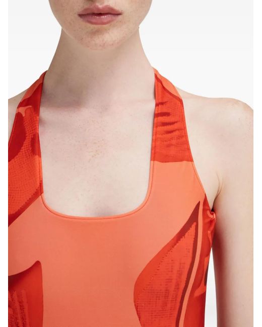 Ferragamo Red Fish-Print Swimsuit