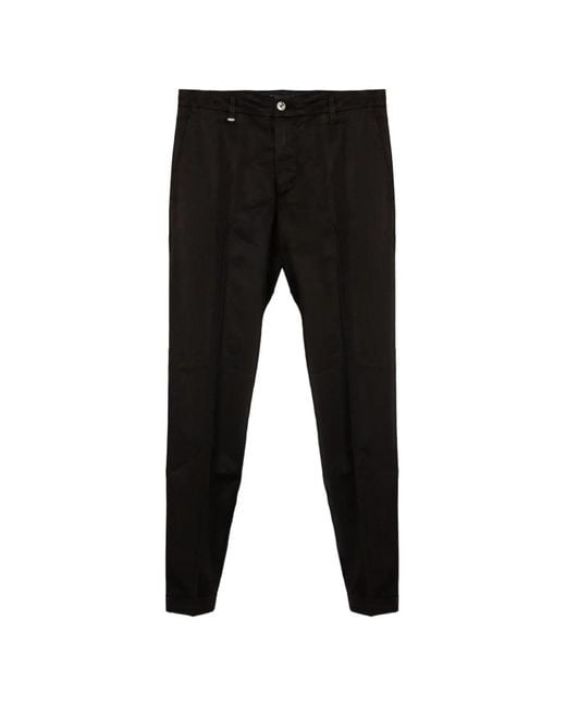 Fay Black Pressed-Crease Slim-Fit Cotton Trousers