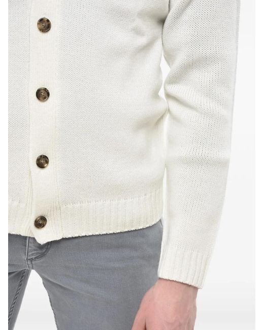 Paolo Pecora White V-Neck Cardigan for men
