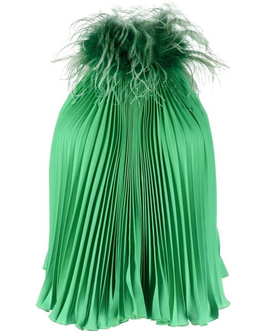 Styland Green Bluse Mit Federn