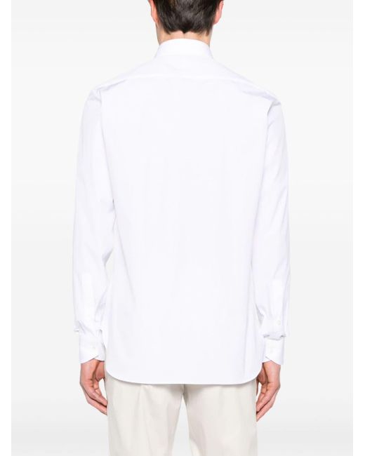 Zegna White Spread-collar Cotton Shirt for men