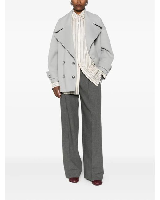 Loewe Gray Double-Breasted Coat