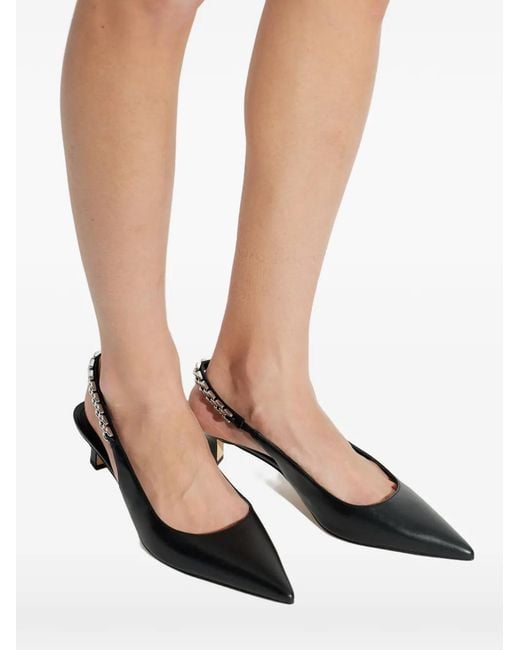 MICHAEL Michael Kors Black Chain-Detail Pointed Leather Pumps
