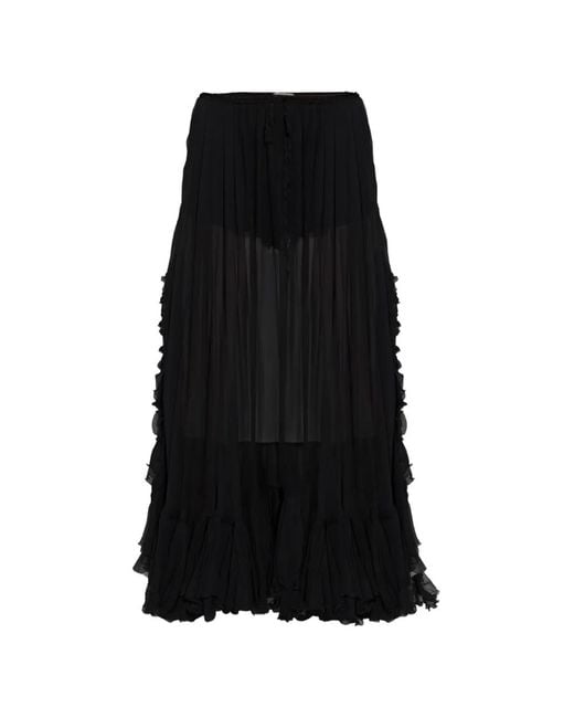 Chloé Black Ruffled Silk Skirt
