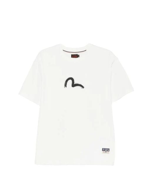 Evisu White Seagull-Print T-Shirt for men