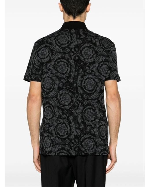 Versace Poloshirt aus Barocco-Jacquard in Black für Herren