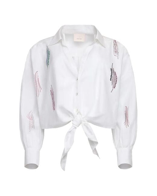 Cinq À Sept White Marianna Paillette Whirl Tied Shirt
