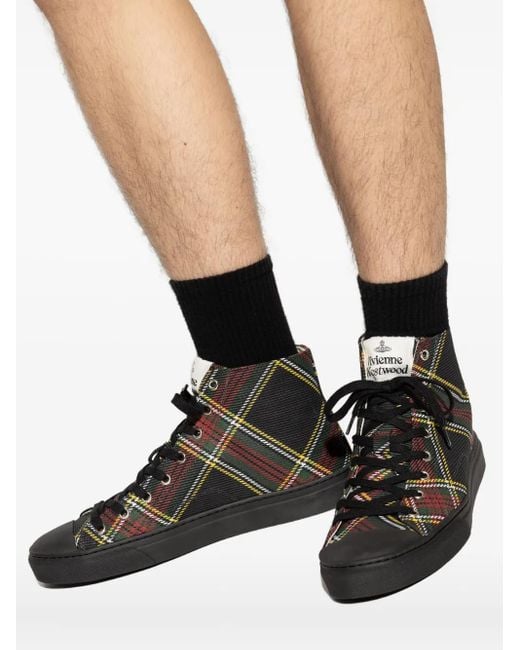Vivienne Westwood Tartan High-Top Sneakers in Black for Men | Lyst UK