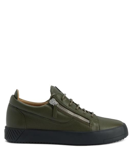 Giuseppe Zanotti Green Frankie Zip-Detail Leather Sneakers for men