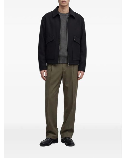 Tagliatore Black Adams Zip-Up Patch-Pocket Jacket for men