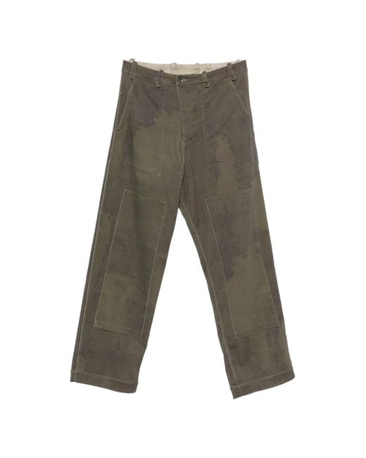 Masnada Gray Panelled Distressed-Effect Trousers for men