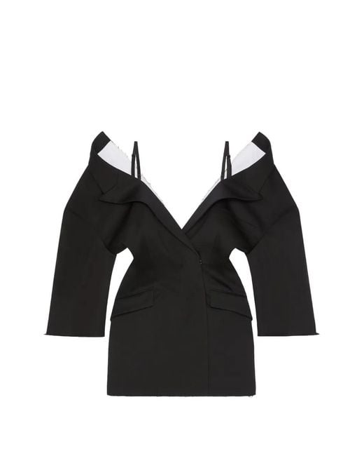 Givenchy Black Off-The-Shoulder Wool Mini Dress