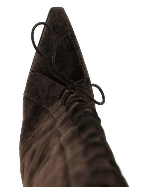 Paris Texas Black 100M Jane Fold Over Lace-Up Boots