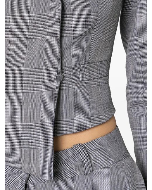 Coperni Gray Checked Cropped Jacket - Women's - Virgin Wool/viscose