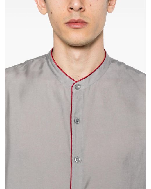 Camisa de popelina con borde en contraste Giorgio Armani de hombre de color Gray