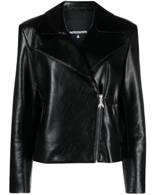 Patrizia Pepe Black Faux-leather Biker Jacket