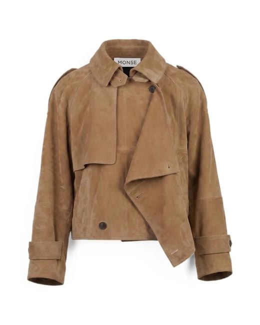 Monse Brown Cascade-Panel Suede Jacket