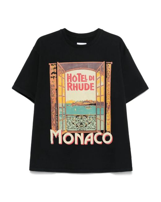 Rhude Black Hotel Di Monaco T-Shirt for men