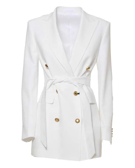 Tagliatore White Belted Blazer