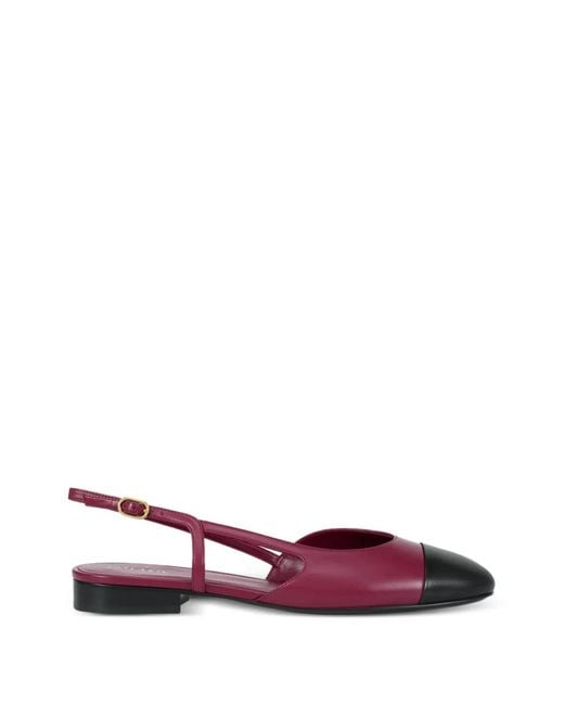 POTAMY Purple Cap-Toe Strap Ballet Flats