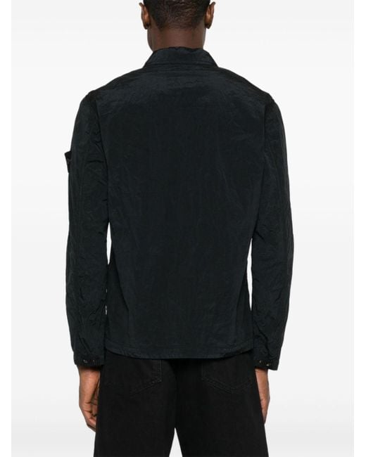 Stone Island Taft-Hemdjacke mit Reißverschluss in Black für Herren