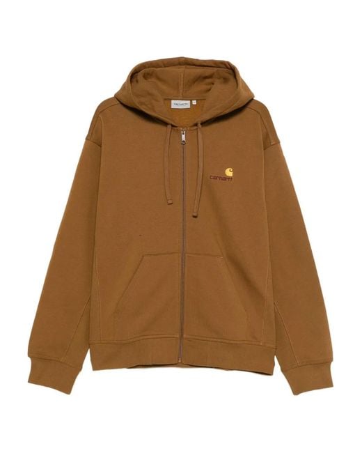 Carhartt Brown American Script Zip-Up Hoodie for men