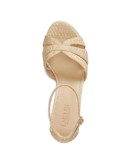 Ralph Lauren Natural Nellie Raffia-Wedge Espadrilles