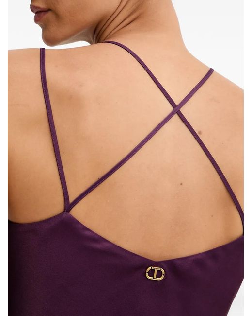 Twinset Purple V-Neck Strap Top