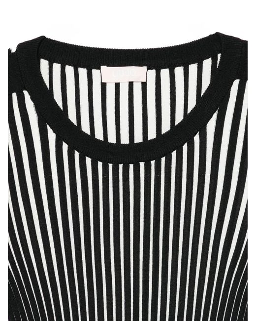 Liu Jo Black Striped Button Top