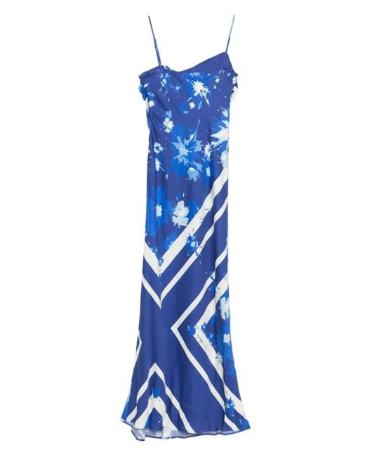 MSGM Blue Printed Maxi Dress
