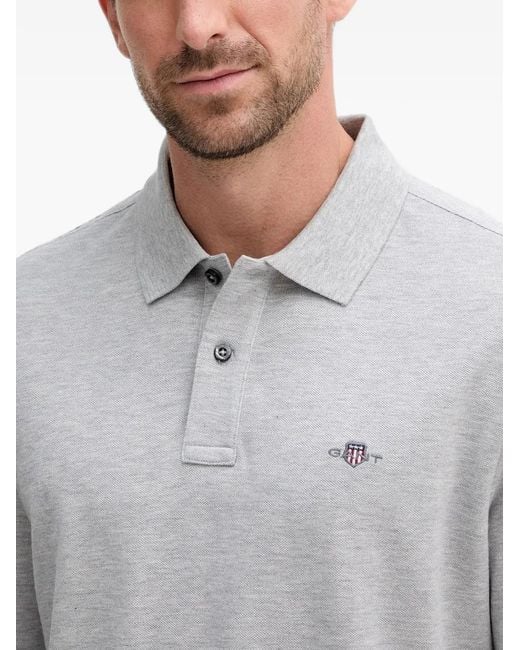 Gant Gray Polo À Manches Longues for men